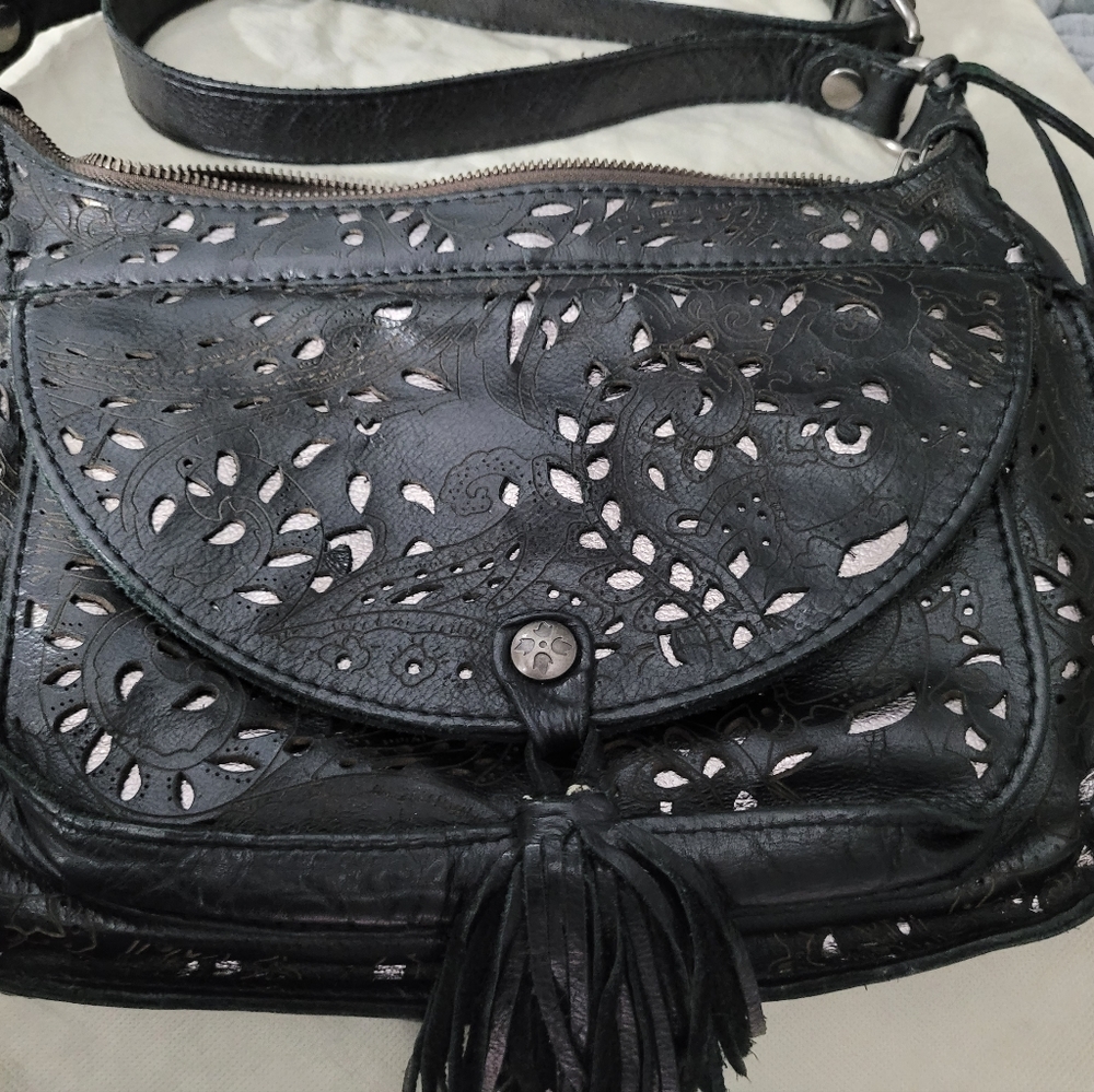 Patricia Nash laser cut leather crossbody
